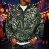 Men's Flannel Long Sleeve Sweatshirt with Halloween Print