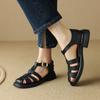 Fashion New Summer Sandals Genuine Leather Luxury Roman Sandals Casual Buckle Strap Summer Shoes GLADIATOR Thick Heel Women Shoes