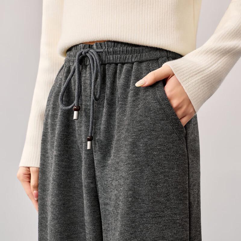 IEF Women's Korean Style Fleece-Lined Wide-Leg Trousers