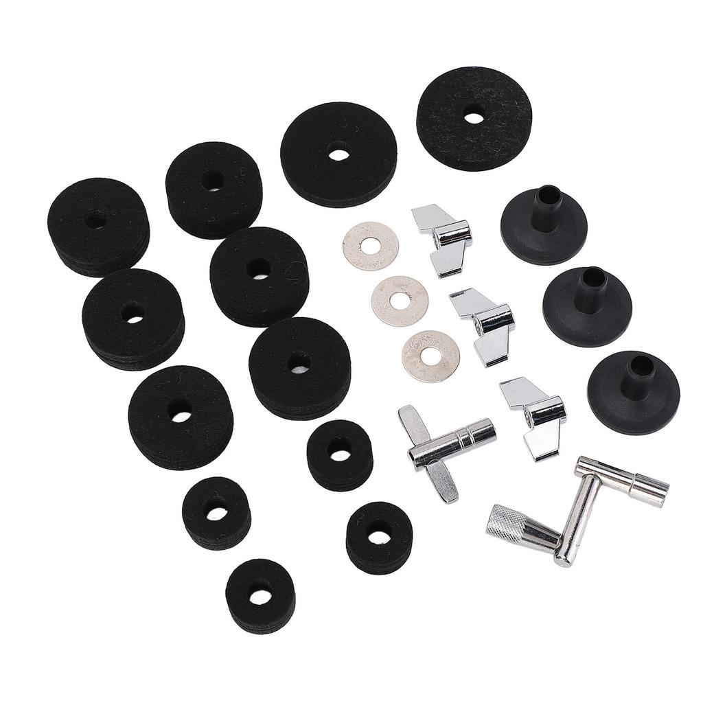 23 Pieces Cymbal Replacement Accessories Non Slip 2.5cm 4cm 5cm Felt Pads   Cymbal Sleeves Nuts Washers Base Set