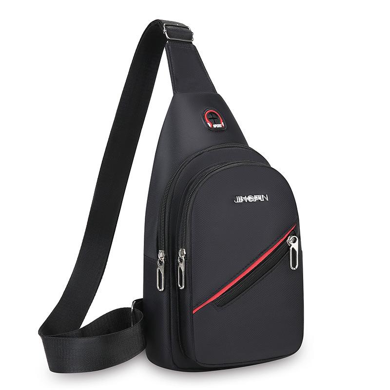 Korean Leisure Chest Bag Oxford Cloth Backpack Trend Men's Messenger Bag Zipper Bag Across Leisure Bag Black.