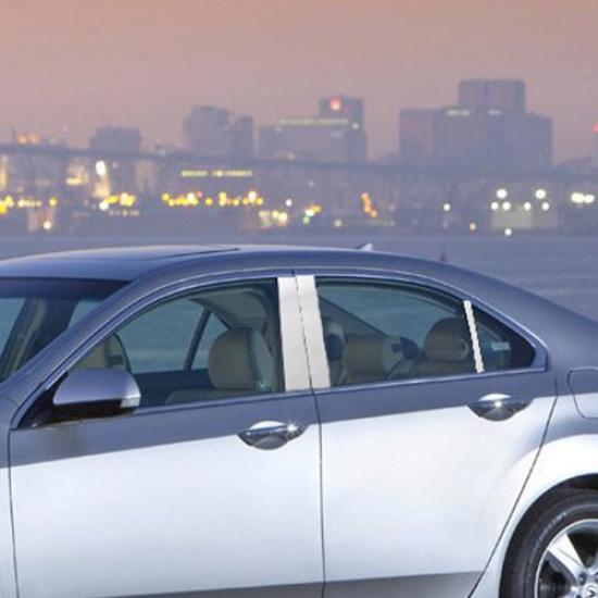 6pcs Chrome Door Pillar Posts 4PCS Window Cover Trim For Acura TSX 2009-2014 .