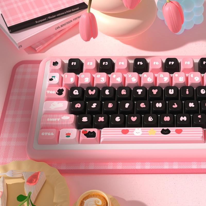 Zwarte Katten Keycaps 138/158 Toetsen MDA Profiel PBT Keycaps Sublimatie Schattige Mechanische Keycaps toetsenborden Accessoires