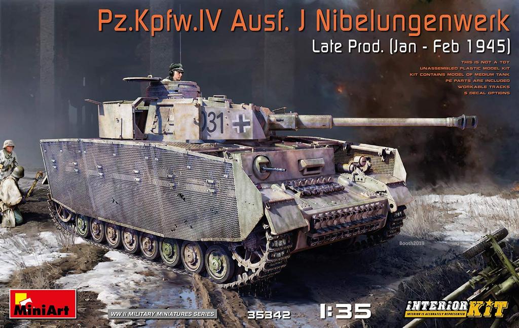 Miniart Scale German Army Panzer IV Nibelungen Late Full Plastic Model Kit MA35342 1/35 Ausf. J, Factory, Model, January-February 1945, Interior,