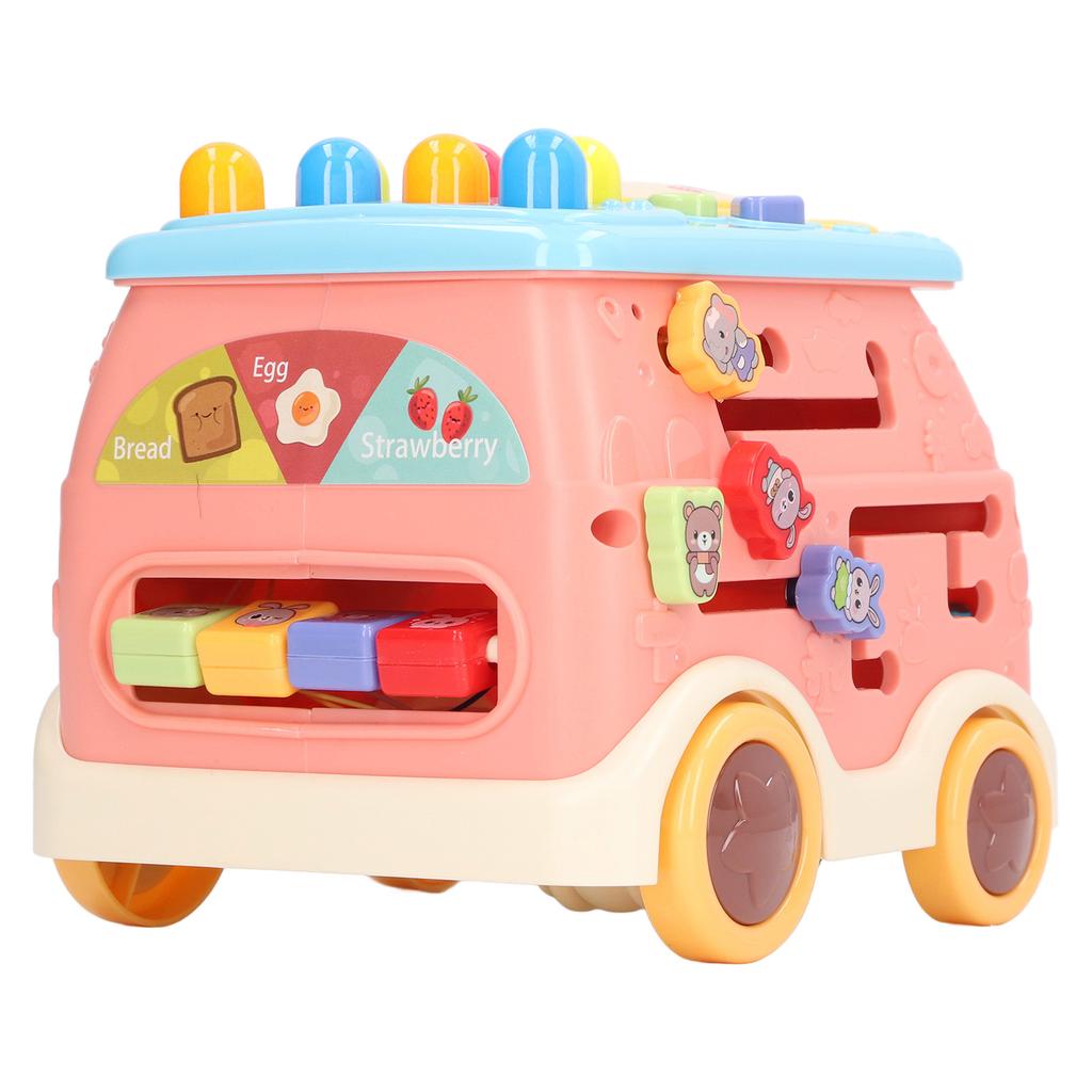 Bus Beat A Mole Toy Educational Sound Light Interactive Musical Learning Activity Cube Bus Toy for