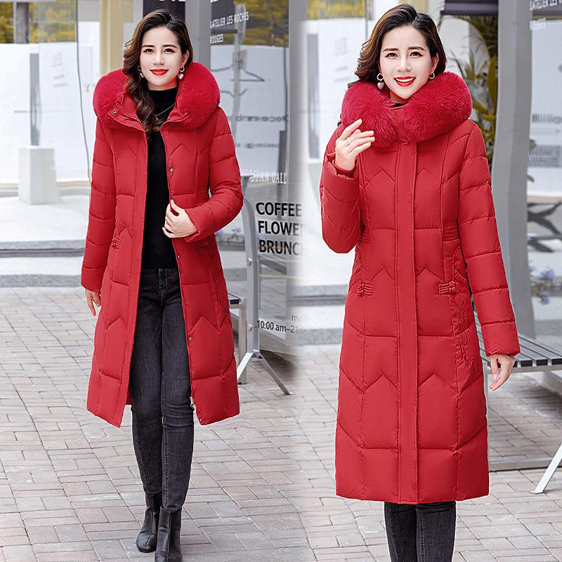 New cotton-padded clothes women's long over-the-knee winter cotton-padded clothes thickened large-size down cotton-padded jackets are trendy.