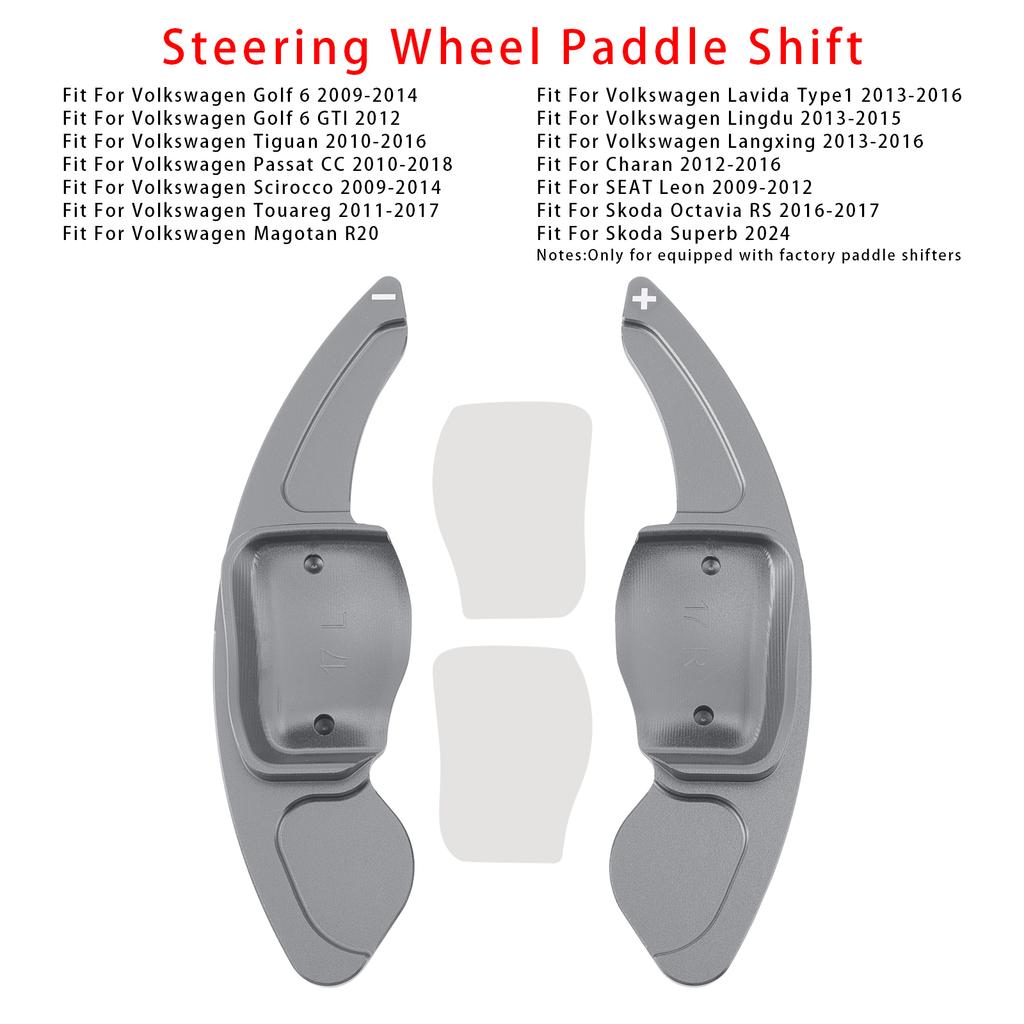 Steering Wheel Paddle Shifter Extension For VW Golf 6 Tiguan CC Aluminium Grey