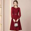 Zhilv Champagne Elegante Strass Patchwork Lange Jurk met Zeven Mouwen en Hoge Taille Rok, Lente 2026.