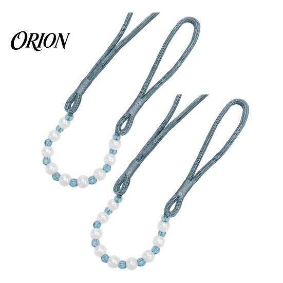 No Drill Curtain Buckles 2Pcs Tiebacks with Pearls, Handmade Decorative Holdbacks Rope, Outdoor Farmhouse Ties Tie Backs for Curtains, Holders Drapes