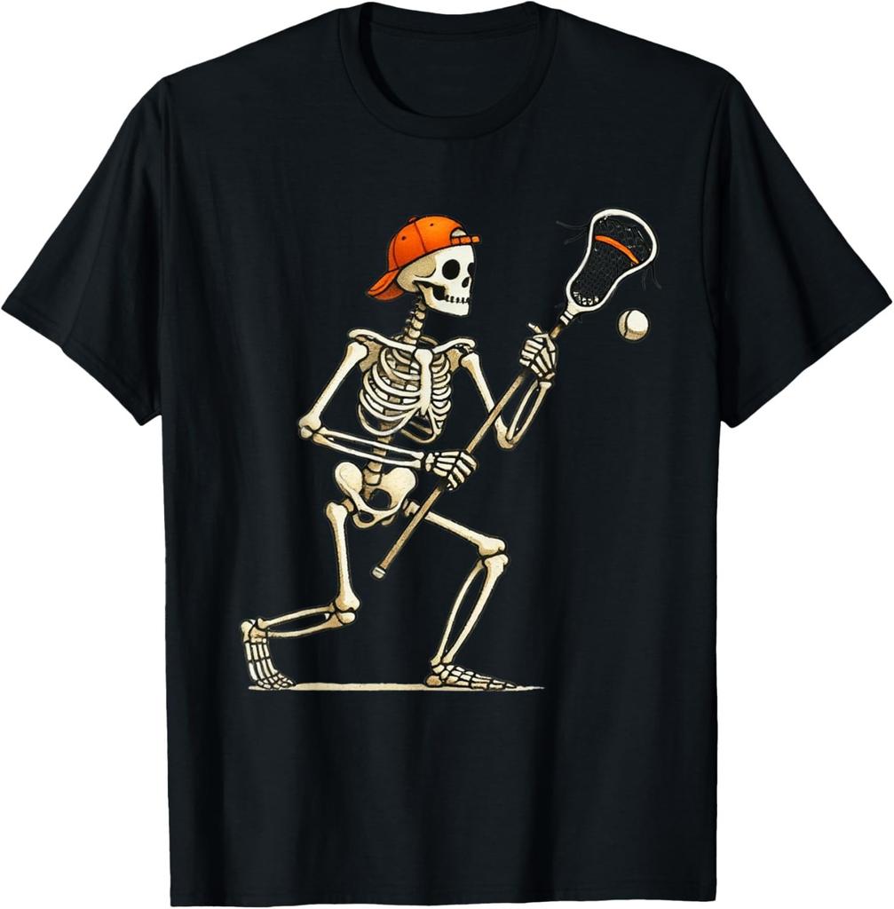 Skeleton Lacrosse Halloween Costume Funny Men Boys T-Shirt Mens Womens Tees Top unisex T-Shirt Mens Womens Tees Top