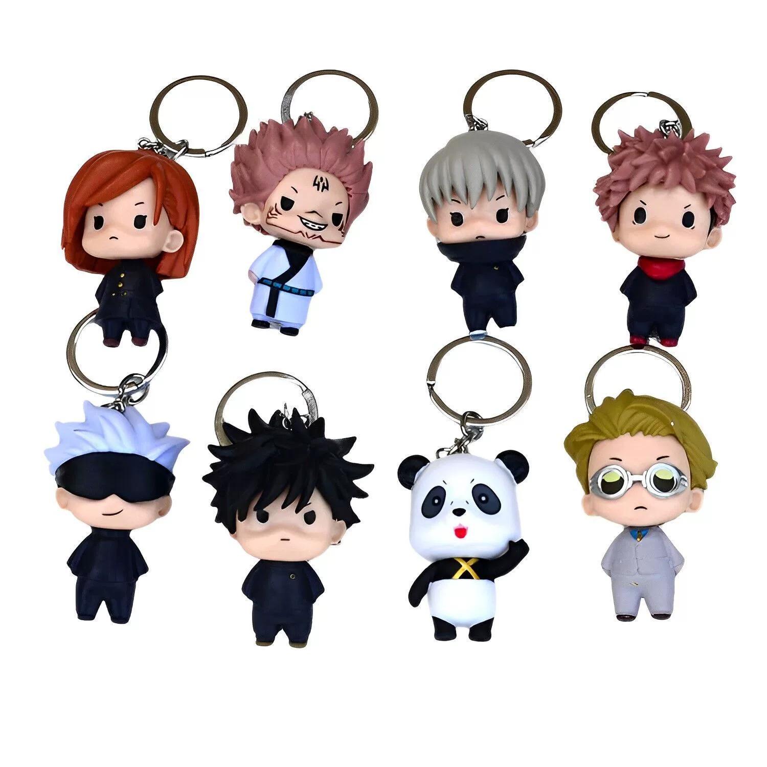 

8pcs/set Jujutsu Kaisen Cartoon Figure Gojo Satoru Yuta Okkotsu Inumaki Toge Doll Car Keychain Decoration Backpack Pendant Carry Mini Lightweight