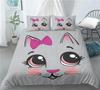 Kids Cat Duvet Cover Queen Size,Cartoon Kitten Sleeping on Crescent Moon Stars Night Dreams Polyester Comforter Cover for Kids