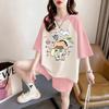 Women's Plus Size Cartoon Short Sleeve Mid-Length T-Shirt - Trendy, Loose, Versatile Summer Top