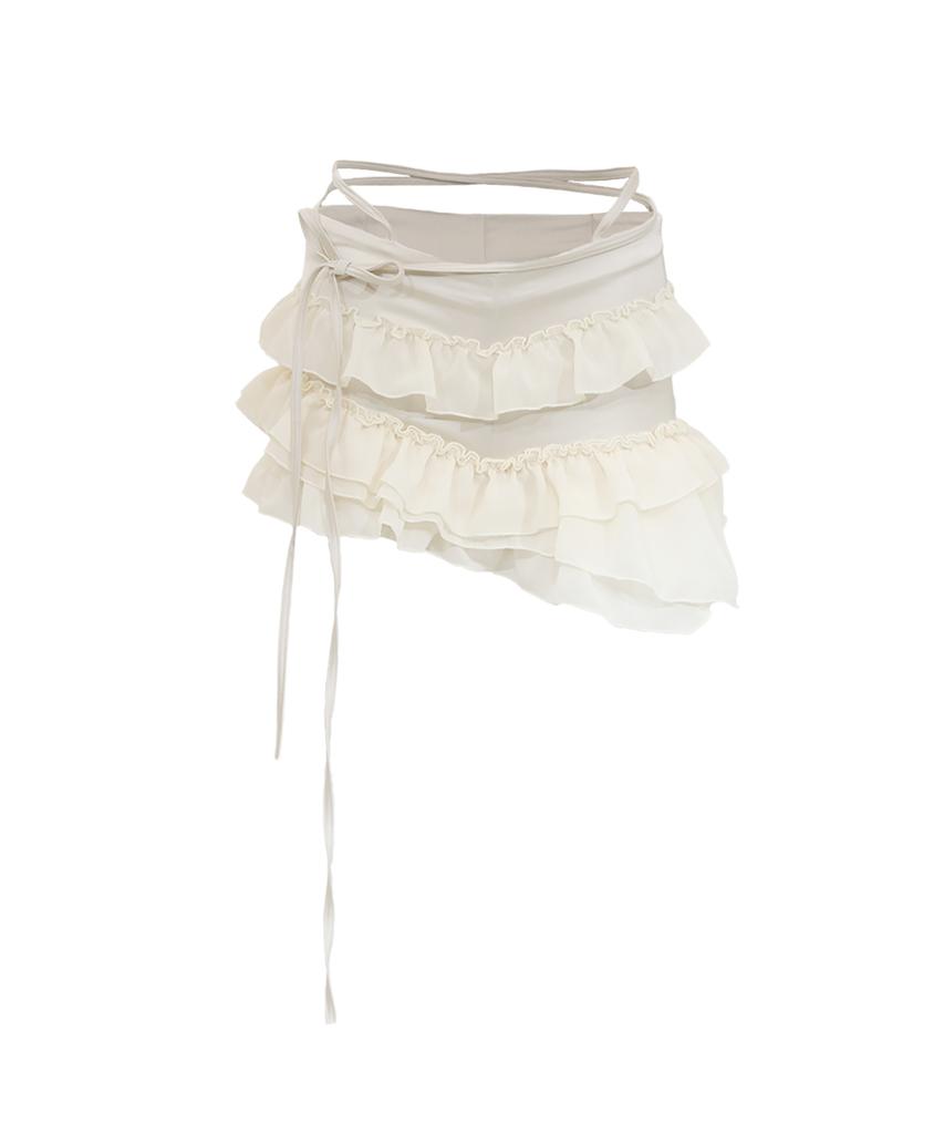 Odeuwonaus String&Layered Frill Skirt Pants Beige