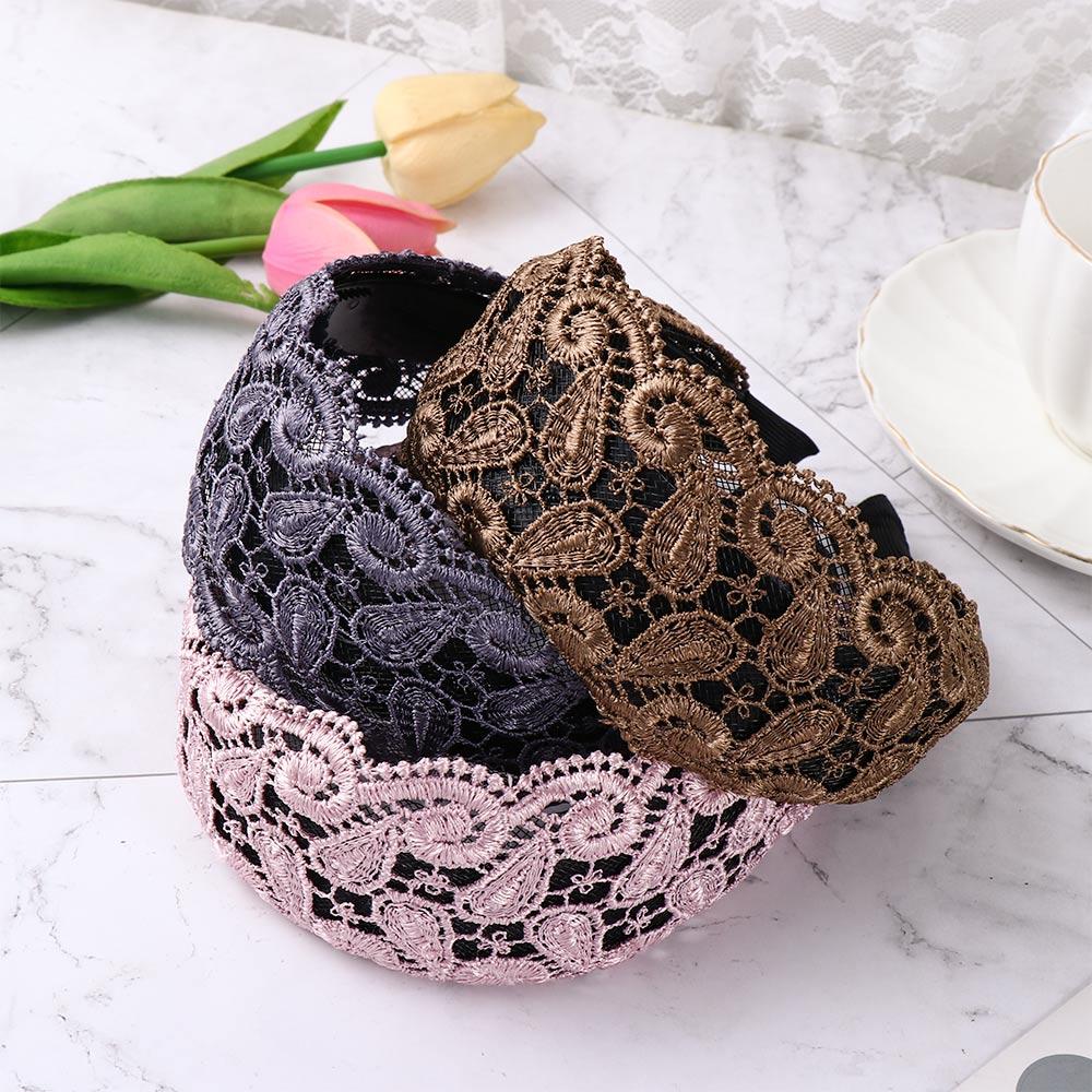 For Girls Wash Face Flower Wide Side Headband Korean Head Wrap Lace Hairbands Women Hair Hoop