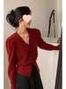 Dámský Benmingnian Šik Červený Pletený Kardigan pro Celoroční Streetový Styl