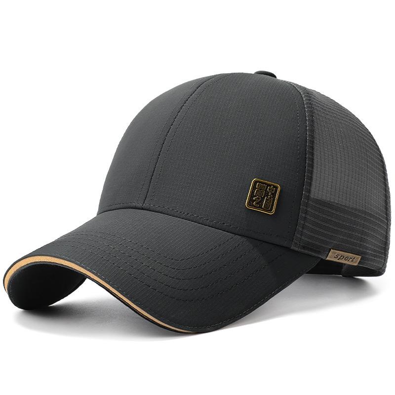 High-Quality Chinese Style Duckbill Baseball Cap with Iron Badge - Breathable Mesh for Outdoor Sun Protection
