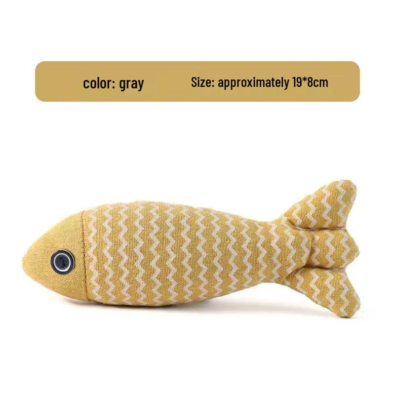 Linen Fish Cat Teaser with Catnip Plush Toy