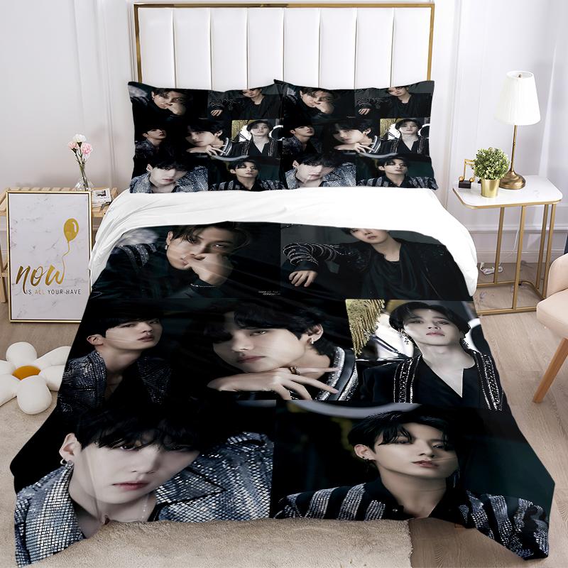 3Pcs Kpop Stars Dark Fashion Bedding Sets For All Sizes New 3D Printed Bed Cover Comforter Duvet Cover Pillowcase Bedroom Decoration