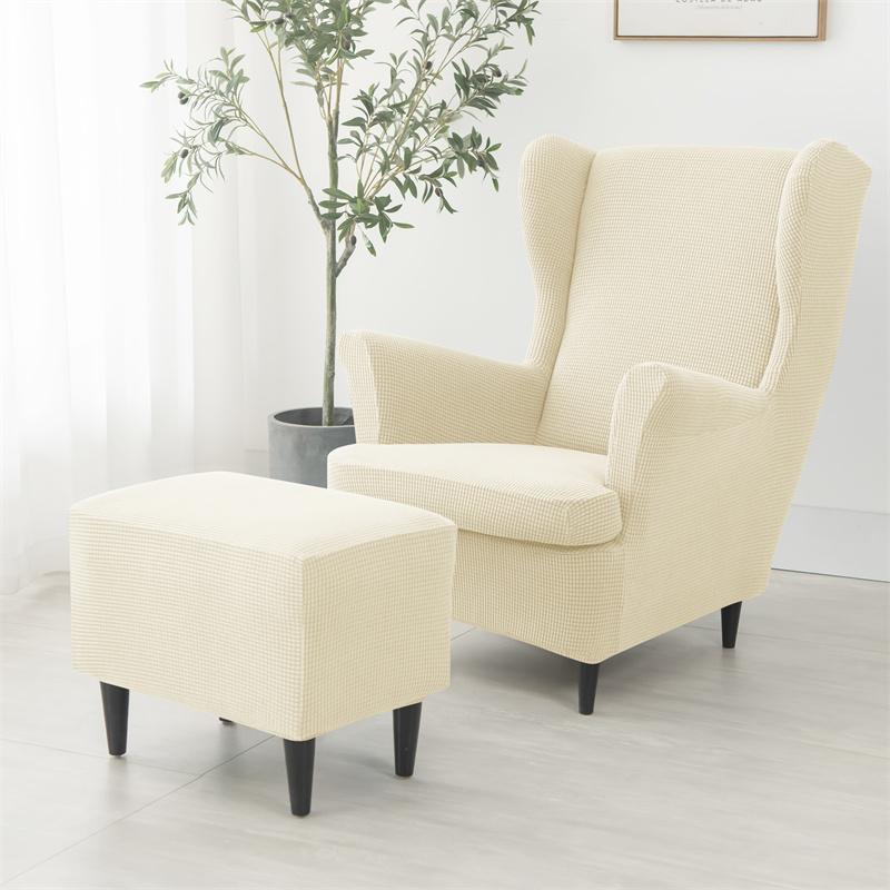 3-delige Polar Fleece Wing Chair Cover Set Met Zitkussen Hoge Rug Fauteuil En Voetenbank Overtrekken Antislip Bankbeschermer 1 set