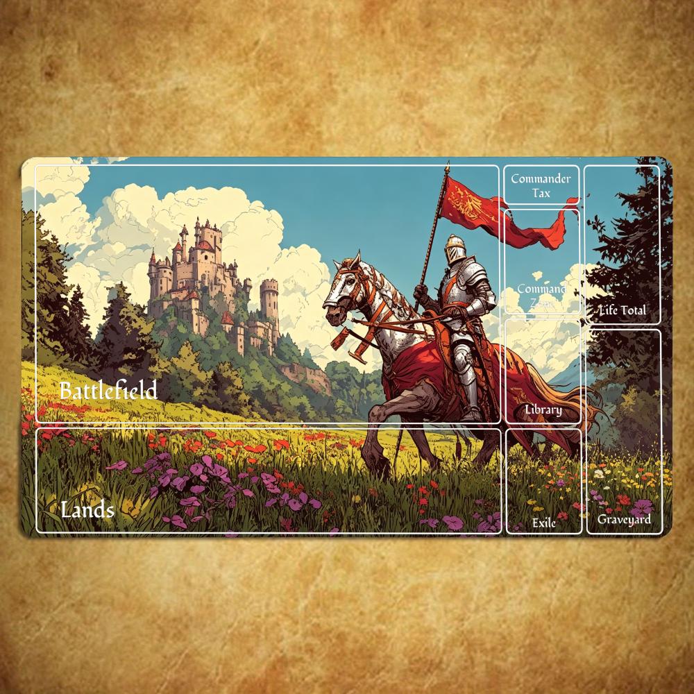 Mittelalterlicher Ritterburg Spielmatte Mauspade Spielmatte 24"X14" MTG TCG Schreibtischmatte für Arbeit Spiel PC Laptop Teppich Teppich Mauspade