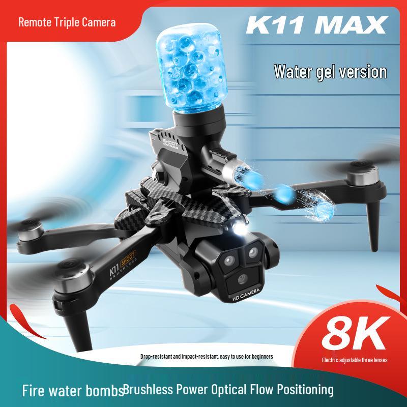 K11Max Drone: Brushless Motor Quadcopter with Triple Cameras, Water Bomb Launch, Remote Control