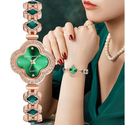 Four Leaf Clover Lucky Women's Quartz Watch Classic Fashion Ladies Diamond Wristwatches