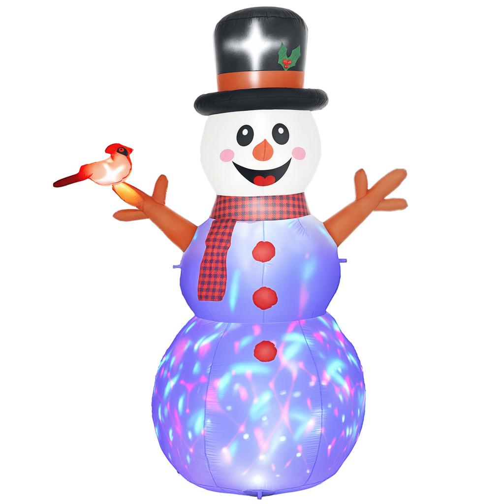 Large Snowman, 2.40 M, Christmas Decoration, with LEDs, Self-Inflating, Polyester