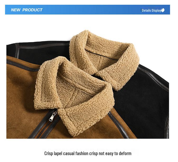 Men's Suede Plush Lined Autumn Stand-Up Collar Jacket