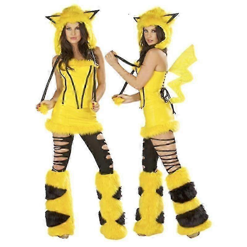 Sexy Christmas Women Costume Cosplay Big Tail Wolf Party Maid Temptation Santa Claus Two-Piece Outfi-Good