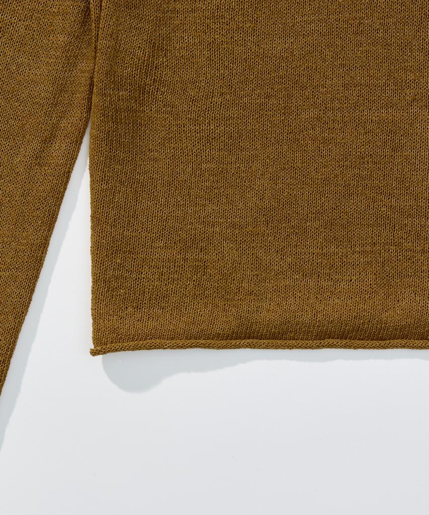 SHINE ON YOU Airy Linen Blend Slim Hoodie Knit_Camel Brown