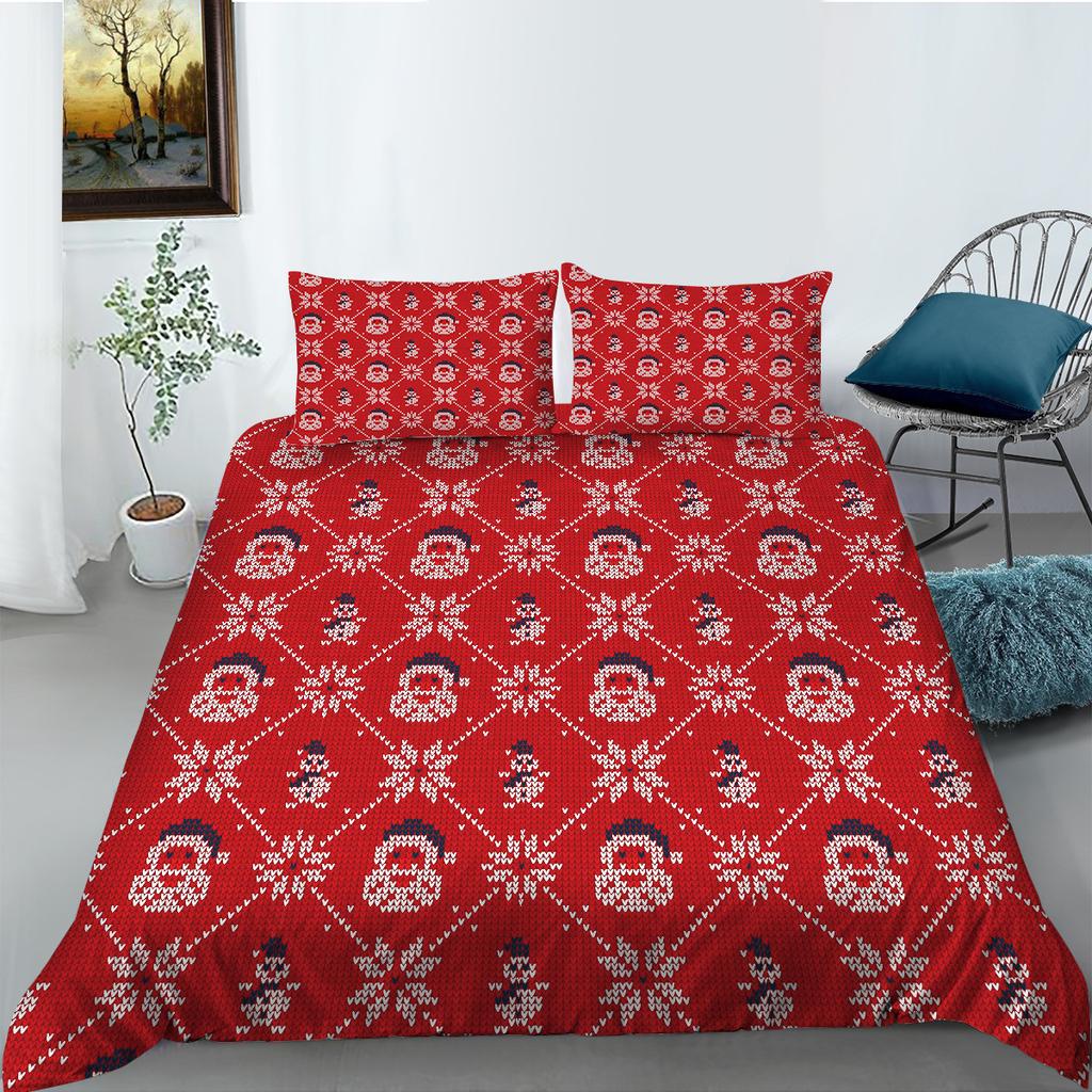 Christmas Series Quilt Cover Pillowcase Three-Piece Set Children'S Gift Digital Printing Polyester