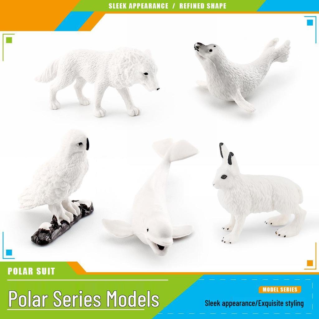 Wild Arctic Animals Model Set: Hare, Fox, Polar Bear, Beluga, Seal, Snowy Owl