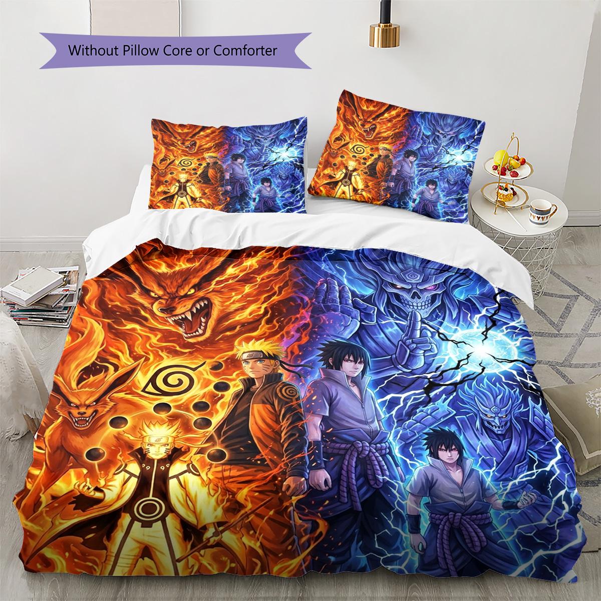 

Naruto Pattern Bedding Quilt Set Quilt Cover Pillowcase Home Decoration Birthday Gift (1 * duvet cover + 2 * pillowcase, without core) 135x200cm