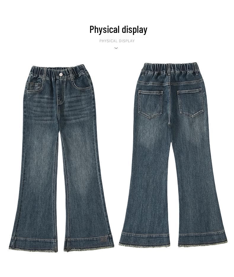 2025 Trendy Embroidered Flare Jeans for Big Girls