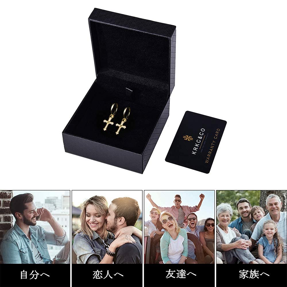 Cross Earrings Cross Hoop Earrings 925 Silver Binaural 15mm Diameter 14K Gold Plated Sterling Silver Men Women Swaying Drop Earrings CZ Diamond Hip