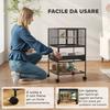 Bird Cage with Bottom Shelf, Removable Tray and Grid, Steel and PP, 48x46x83 cm, Black
