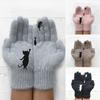Cat Fashion Women And Fish Print Knitted Gloves Winter Warm Full Finger Mittens
