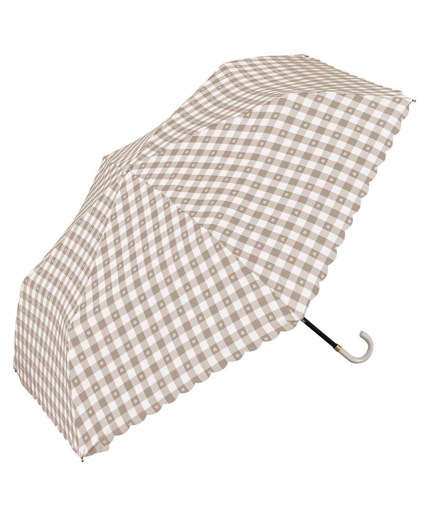 Folding Umbrella Gingham Heart Mini Beige and Rain for Commuting and 2026Wpc. Sun Umbrella/UV Protection Lightweight, Stylish, Cute, School,