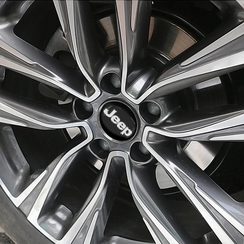 4Pcs 60mm Car Wheel Hub Center Cap Logo Sticker for Jeep Renegade Wrangler JK JL Grand Auto Wheel Rim Emblem Decal Accessories ALW1