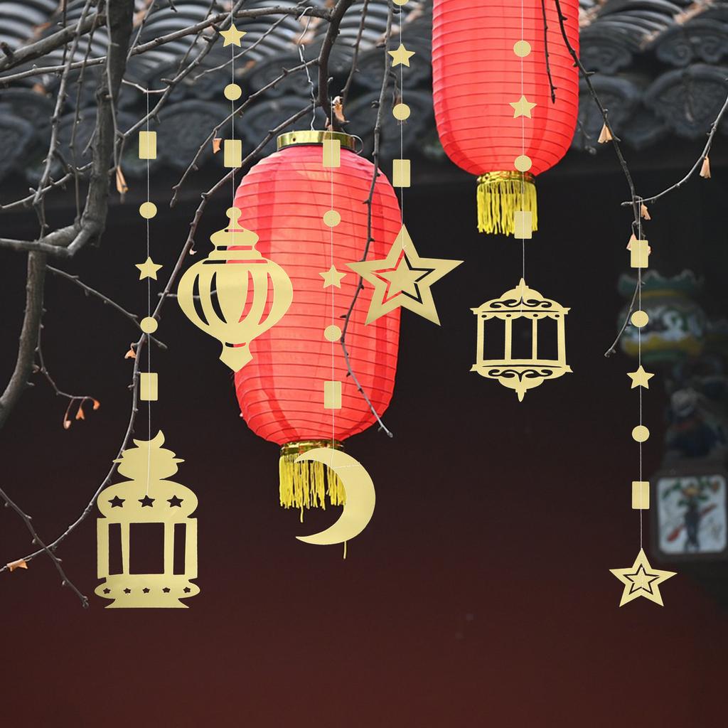 6Pcs Eid Hanging Decoration Ramadan Mubarak Party Supplies Festive Ceiling Ornaments for Islamic Festival Home Decor