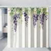 Watercolor Green Hanging Leaves Waterproof Shower Curtain For Bathroom Decor