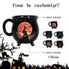 350ml Large Capacity Witch Cup with Handle Pure Black Magic Potion Crucible Mug Halloween Themed Desktop Decoration