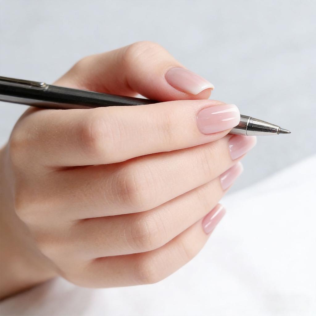 Square Press- Nail Tips, Short Length With Gradient Color, Full Coverage Nude Artificial Nails, Suitable For Women And Girls, 24 Pieces (1ml)