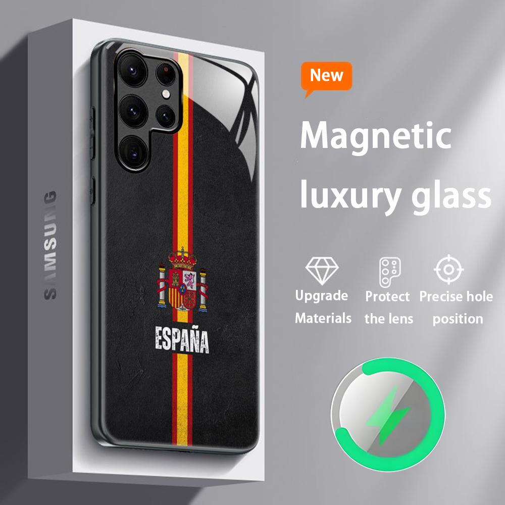 

Spanish flag emblem Design Hot Phone Case For Samsung S25 S24 S23 S22 S21 S20 Plus Ultra Note20 Glass Magnetic Case Samsung S25