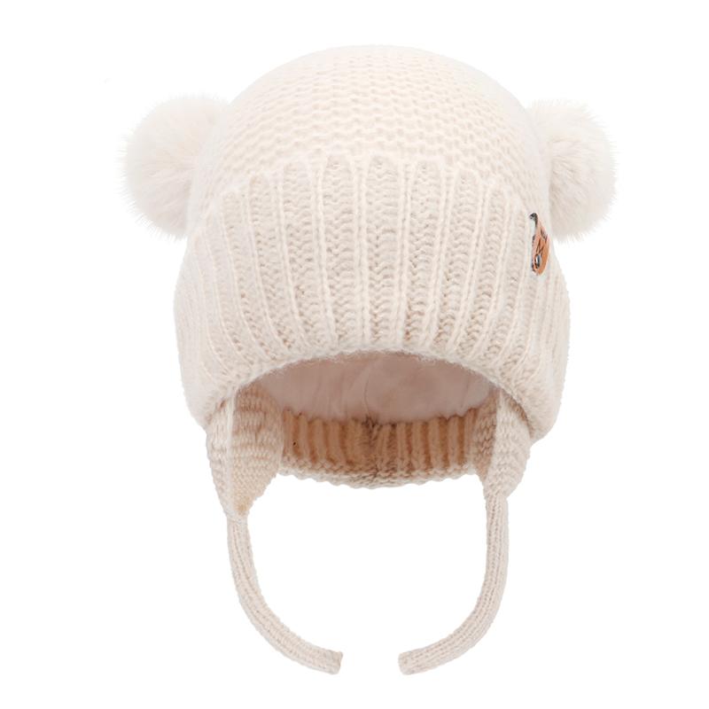 Winter Baby Hat Windproof Toddler Bonnet Cute Pompom Knitted Hats Newborn Beanies Cap Outdoor Warm Infant Accessories 0-2 Years