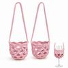 Portable Knitted Crochet Wine Glass Crossbody Holder Hollow Stylish Sleeve for Patio Gathering Cocktail Party 1Pcs