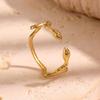 Gold-Plated Snake-Shaped Titanium Steel Adjustable Ring for Women - Retro, Colorfast, European & American Fashion.