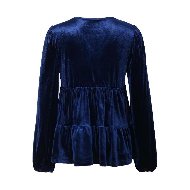 YYFS Dámská móda Ležérní Jednobarevný potisk Podzimní pulovry s dlouhým rukávem a výstřihem do V a dlouhé rukávy