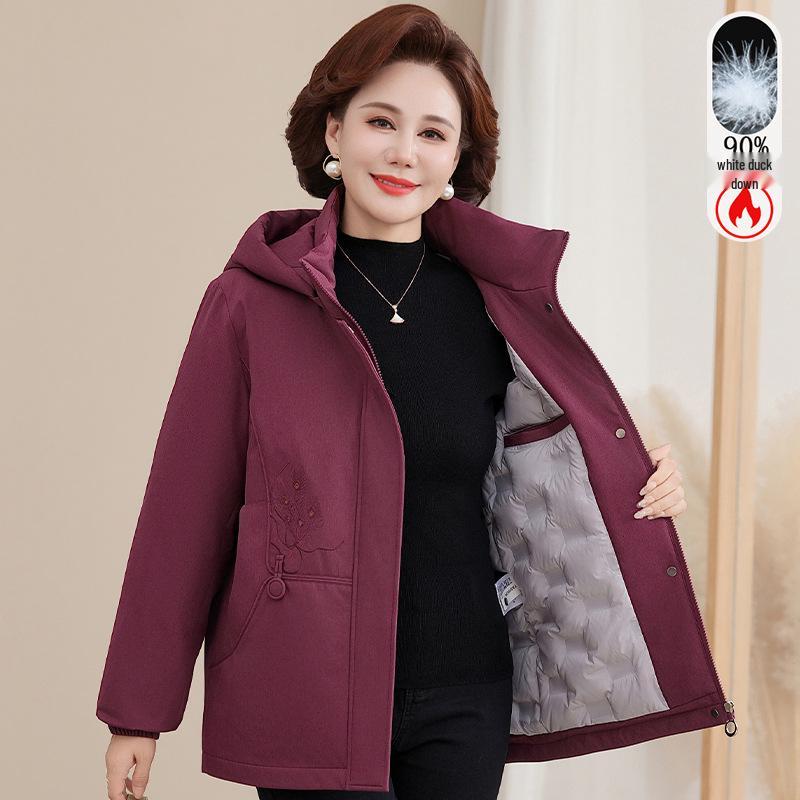 

Women s Hooded Down Jacket - 2025 New Style for Moms, Warm Winter Coat, Solid Color, Suitable for Mid-Aged and Elderly. 4XL (125-140 Jin)